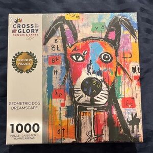 Geometric Dog Puzzle - Vibrant Multicolor Design